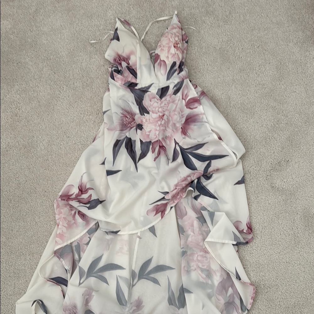 Fashion Nova Pink Floral High Low Dress